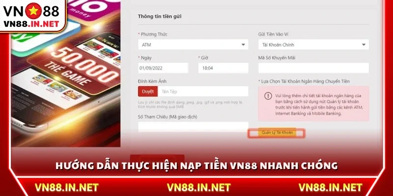 Quy trình nạp tiền VN88 nhanh chóng